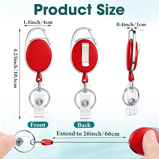 Honoson 30 Pcs Heavy Duty Retractable Badge Reels Batch ID Badge Holder - Image 2