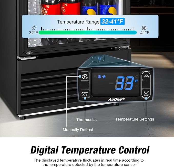 Commercial Beverage Refrigerator, 24 Inch Beverage Fridge, 15 Cu. Ft. Drink Fridge, Display Refrigerator Glass Door, Commercial Display Fridge with Customizable Light Box for Shops, Restaurants, Bars-DeskLoop Office