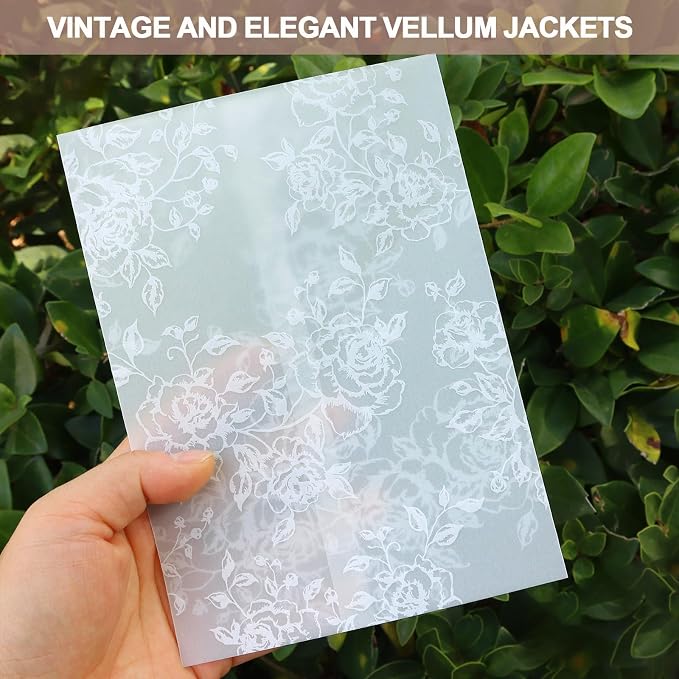 100 Pcs Invitation Envelope Jackets, 5x7 Pretty Vellum Jackets - Image 3