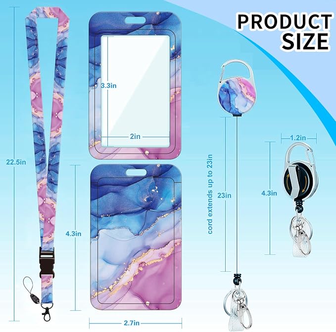 Badge Lanyard and ID Badge Holder, Retractable Badge Reels - Image 2