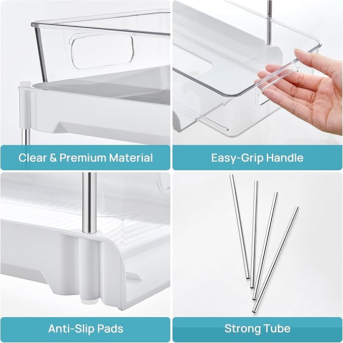 Vtopmart 4 Pack Plastic Bathroom Under Sink Pull-Out Organizer - Image 7