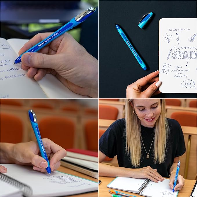 Schneider Slider Memo XB Ballpoint Pen, 1.4 mm, Light Blue Barrel, Box of 10 - Image 4