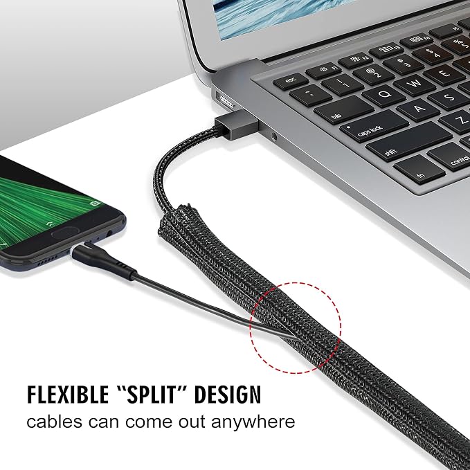 Moxita 10ft - 3/8 inch Cord Protector Cable Sleeve Split Wire Loom Tubing - Image 3
