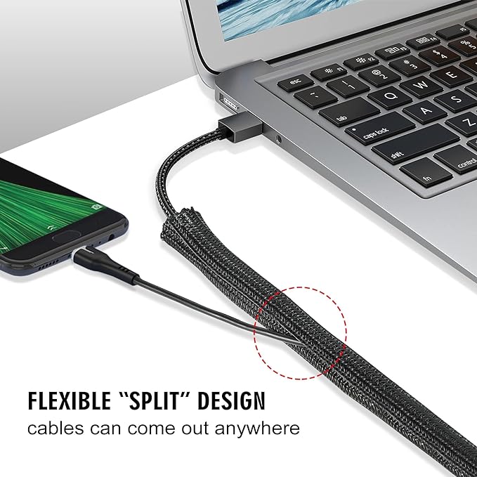 25ft -3/8 inch Cord Protector Cable Sleeve Split Wire Loom Tubing - Image 3