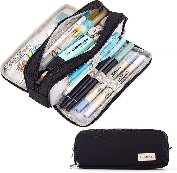 CICIMELON Large Capacity Pencil Case 3 Compartment Pouch Pen Bag by CICIMELON