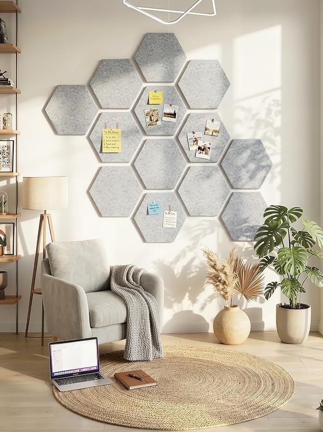8 Pack Hexagon Felt Bulletin Board Tiles - Image 6