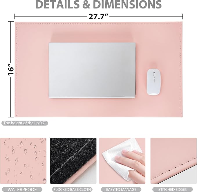 AKOZLIN 27.55”x 15.8" Soft PU Leather Surface Office Desk Mouse Mat Anti-Push - Image 5