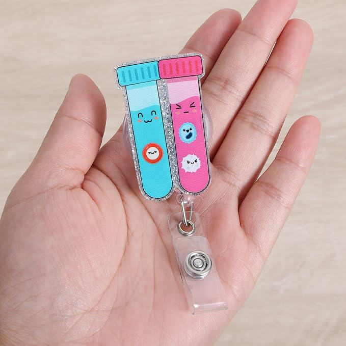 Funny Phlebotomy Badge Reel | Cute Retractable ID Card Phlebotomist Badge - Image 2