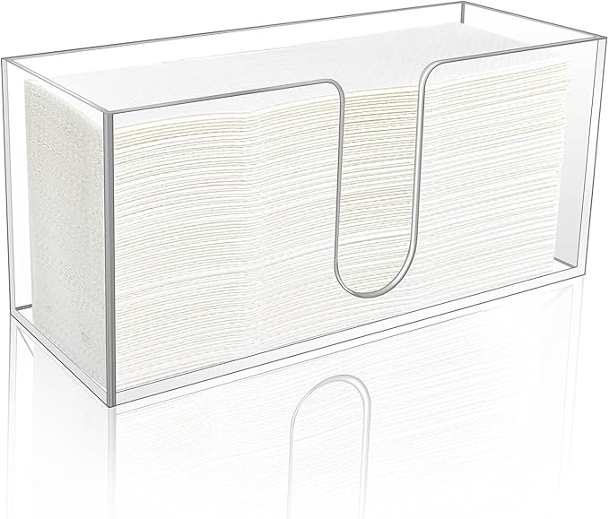 1Pack Acrylic Countertop Paper Towel Holder, Paper Towel Dispenser Countertop/Acrylic Napkin Holder(5mm Acrylic) C-fold or MultiFold Trifold Paper Towels for Bathroom, Kitchen,Restaurant (1)-DeskLoop Office