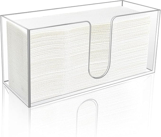 1Pack Acrylic Countertop Paper Towel Holder, Paper Towel Dispenser Countertop/Acrylic Napkin Holder(5mm Acrylic) C-fold or MultiFold Trifold Paper Towels for Bathroom, Kitchen,Restaurant (1)-DeskLoop Office