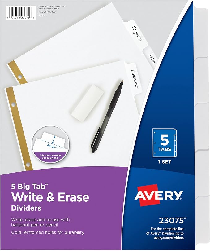 Avery Big Tab Write & Erase Dividers by Avery