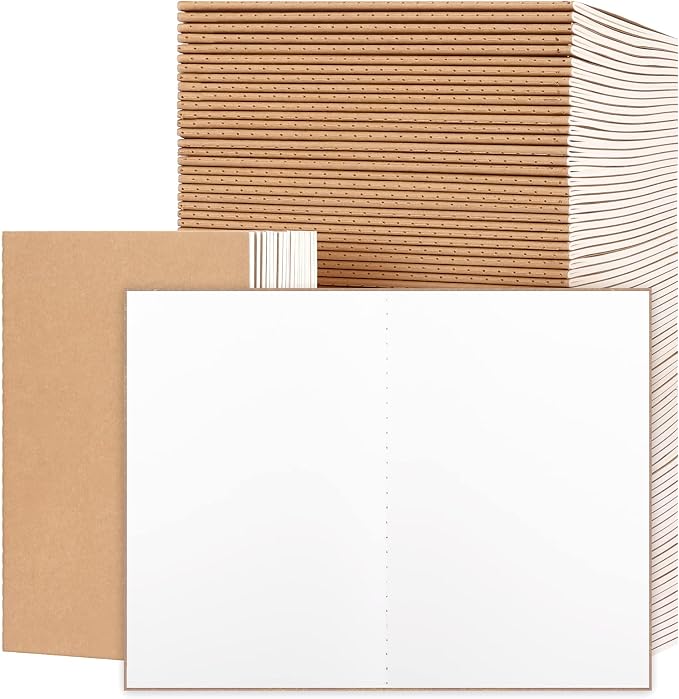 EOOUT 100pcs A5 Blank Kraft Notebooks, Journals in Bulk, Sketchbooks Bulk by EOOUT