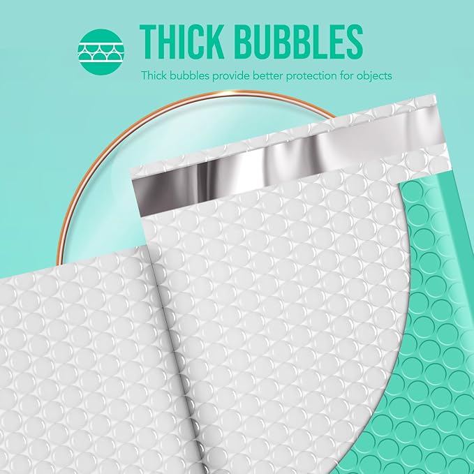 Fuxury 250Pack Teal Bubble Mailers 8.5x12" Medium Opaque Padded Envelopes - Image 3