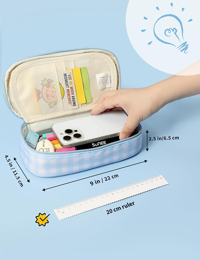 SUNEE Cute Pencil Case, Aesthetic Pen Pouch, Colored Large Pencil Bag - Image 5
