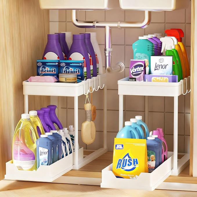APWNRJA Under Sink Organizers and Storage 2 Pack, Pull-Out Sliding Cabinet by Unknown