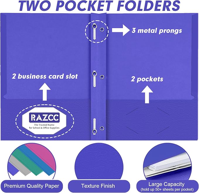Two Pocket Folders, RAZCC 50 Pack Two Pocket - Image 3