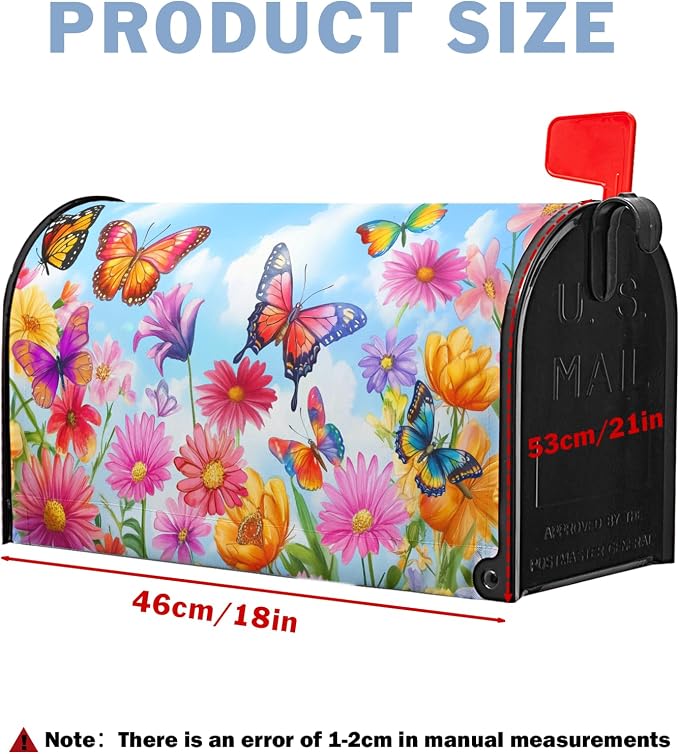 Spring Flower Mailbox Covers Magnetic Floral Flowers Colorful Butterfly Post - Image 2