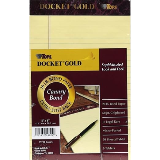Tops™ Docket Gold™ Premium Writing Pads, Jr. Legal Rule, 50 Sheets Per Pad - Image 5
