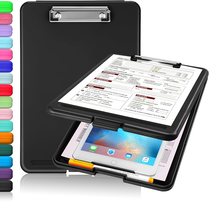 Sooez Clipboard with Storage, Plastic Storage Clipboards with Low Profile Clip by Sooez