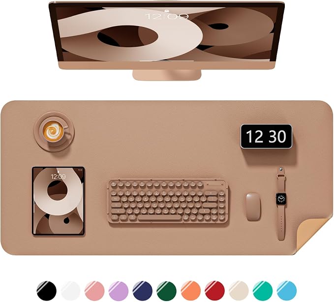 Desk Pad, 35.5" x 17" PU Leather Non-Slip Desk Mat Large Mouse Pad by Niniubye