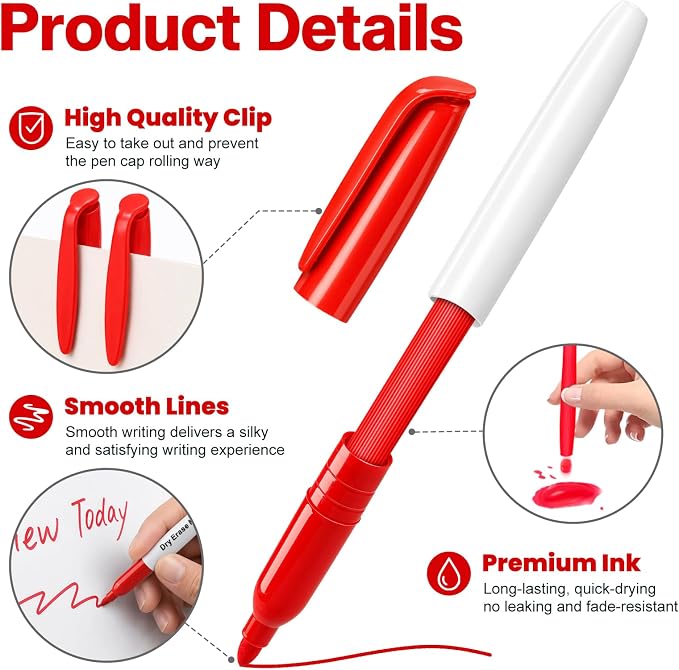 V-Opitos 30 Pack Fine Tip Dry Erase Markers - Image 4