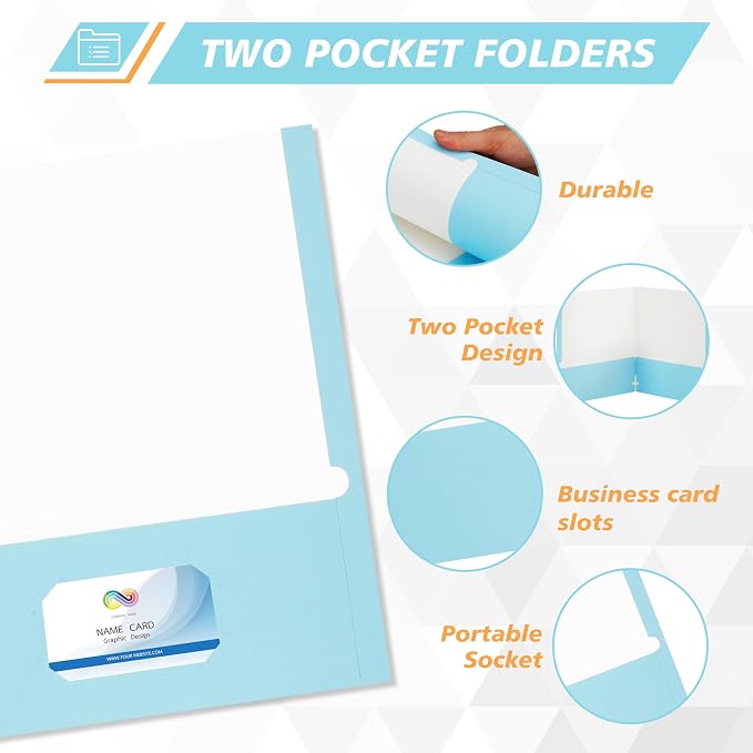50 Packs Two Pocket Folders, Two Pocket File Folders - Image 3