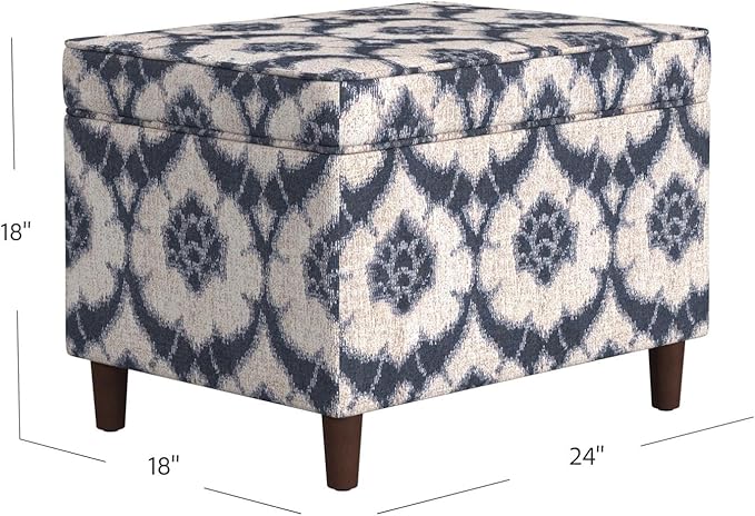 Home Decor | Dinah Collection Modern Storage Ottoman | Ottoman with Storage for Living Room & Bedroom(Blue Medallion Print)-DeskLoop Office