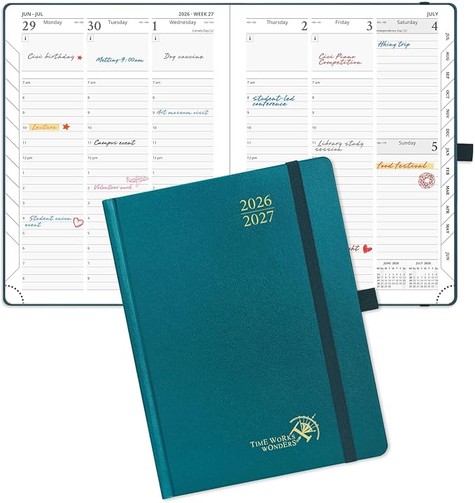 POPRUN 2026-2027 Academic Planner, 6.5" x 8.75", Weekly and Monthly Calendar by POPRUN
