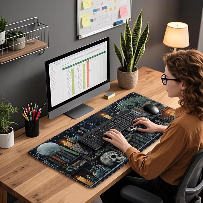 Mystical Gothic Library Large Gaming Mouse Pad 31.5"x15.7"｜ Vintage Book-Themed - Image 3