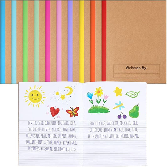 Henoyso 10 Pcs Primary Composition Notebook 9 3/4 x 7 1/2 Inch Kids Journal, Back to School Supplies, K-2 Primary Writing Notebook for Kids Student Draw and Write Story Journal (Stylish Color)-DeskLoop Office