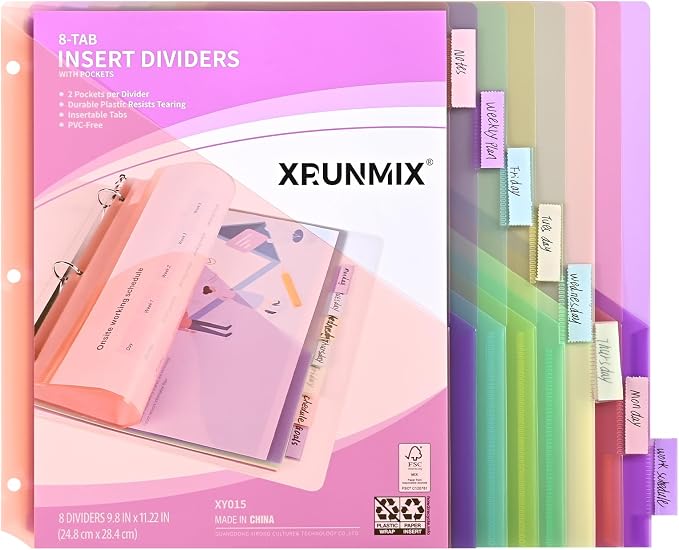 8-Tab Binder Dividers, Index Pockets by XrunmixOffice