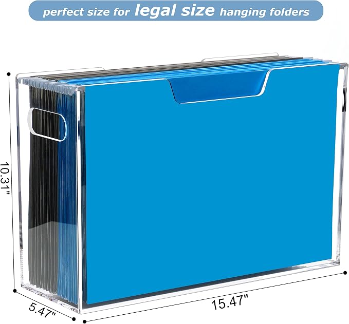 DINGHUO Legal Size File Organizer, Acrylic Protable Hanging File Organizer - Image 2