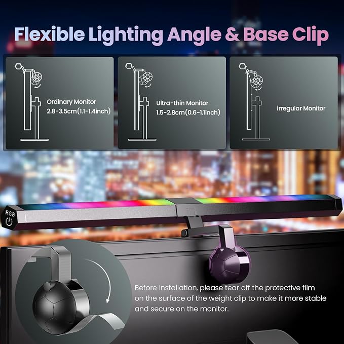 Quntis Monitor Light RGB PRO Backlight, Eye-Care Dual Light Computer Light Bar - Image 7