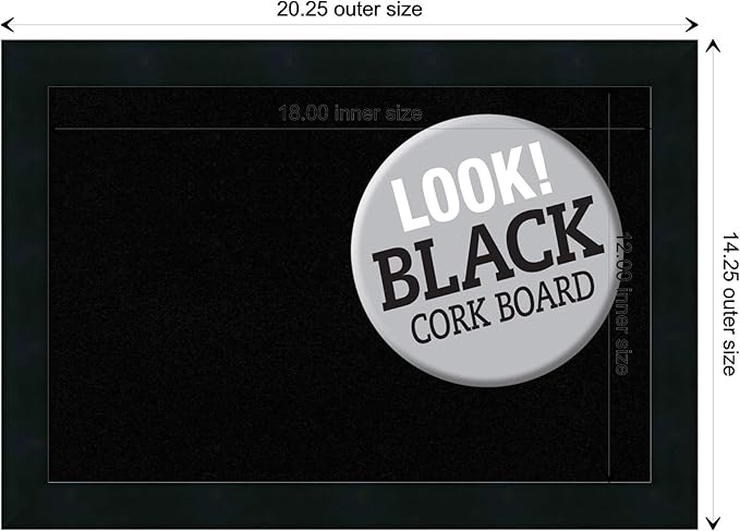 Amanti Art Black Cork Board for Wall, 14x20 Vision Board with Black Wood Frame, Small Corkboard Office Decor for Home Organization, Modern Contemporary Corkboard Pinboard to display items for home-DeskLoop Office