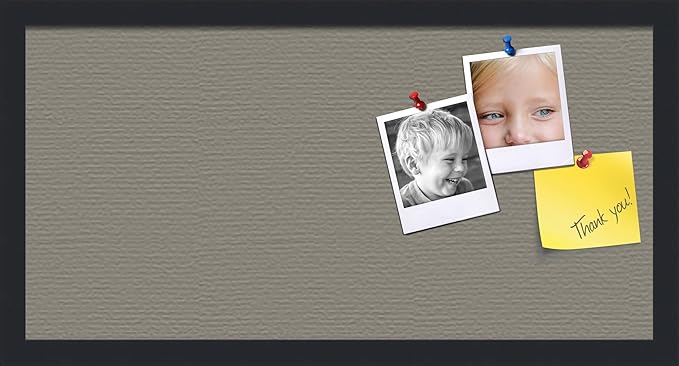 PinPix 24x12 Inch Cork Bulletin Board. This Decorative Framed Pin Board Comes with Pewter Design and a Satin Black Frame. Ideal for Home Office Decor or Message Board (PinPix-1812)-DeskLoop Office
