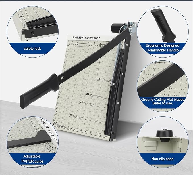 Paper Cutter 12 Inch, Heavy Duty Guillotine Paper Cutter Slider Trimmer - Image 5