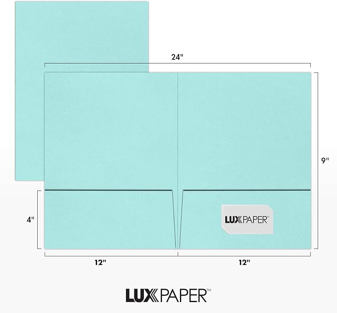 LUXPaper 9" x 12" Presentation Folders | Two Pocket | Seafoam Blue | 100lb. - Image 3