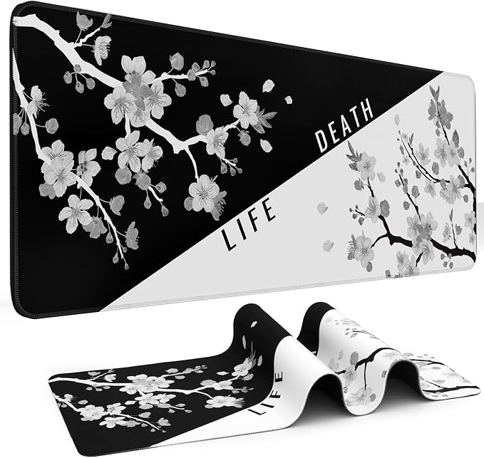 DIGSOM Mouse Pad Black and White Cherry Blossom Pattern, 31.5 x 11.8in | XL by DIGSOM