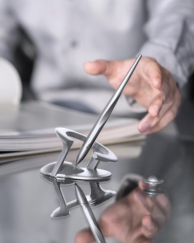 novium Hoverpen Interstellar - German-engineered Ballpoint Pen with Magnetic Features, Starlight Silver-DeskLoop Office
