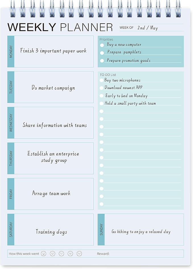 Weekly Planner Notepad, Spiral To Do List Undated Planning Pad, Weekly Organizer - Image 5