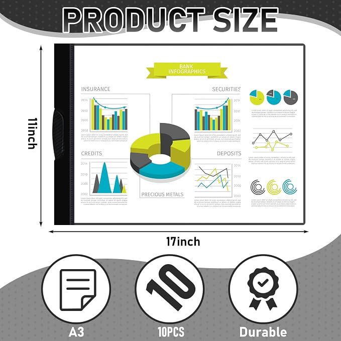 Dunzoom 10 Pack 11 x 17 Inches Clear Report Covers - Image 2