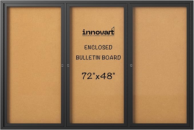 INNOVART Enclosed Bulletin Board 72”x48”, Lockable Cork Noticeboard by INNOVART
