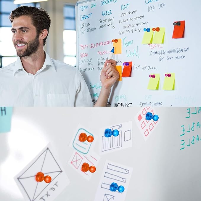 90 PCS Colorful Strong Magnetic Push Pin Magnets, Office/Classroom Magnets,8 Assorted Color, Perfect to use as Kitchen Home and School, Map Magnets,Whiteboard Magnets-DeskLoop Office