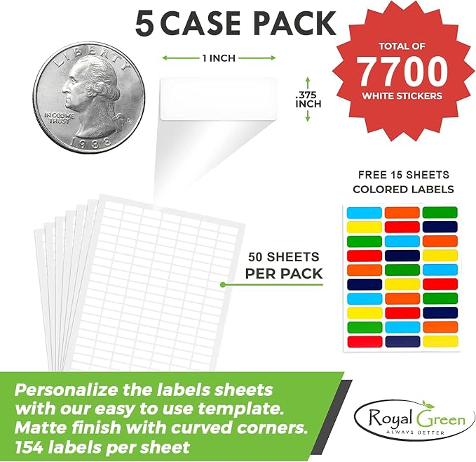 White Rectangular Labels + Bonus Color Stickers - Image 2