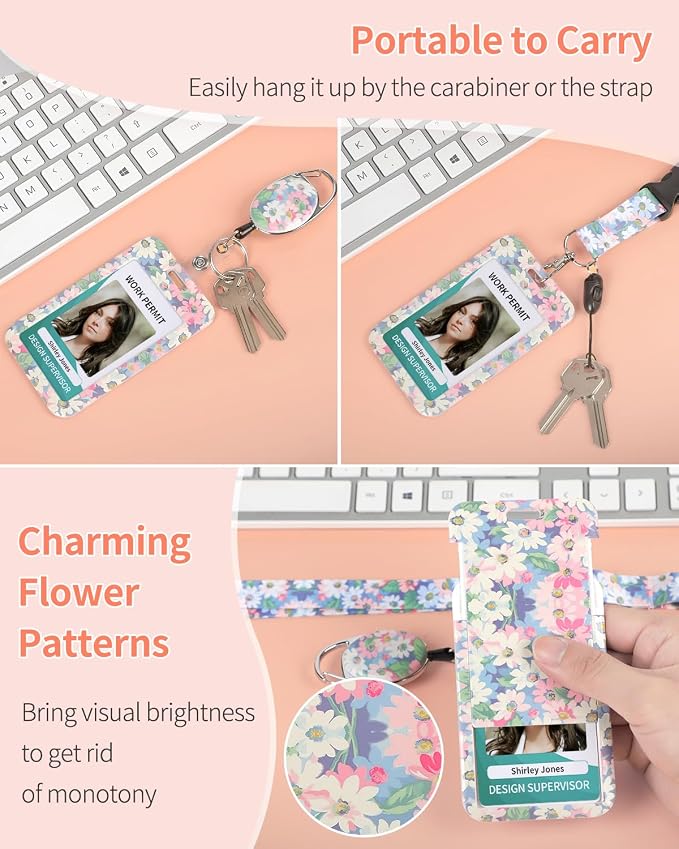 Uniclife Floral Sliding Badge Holder Wild Flower Plastic Case - Image 4