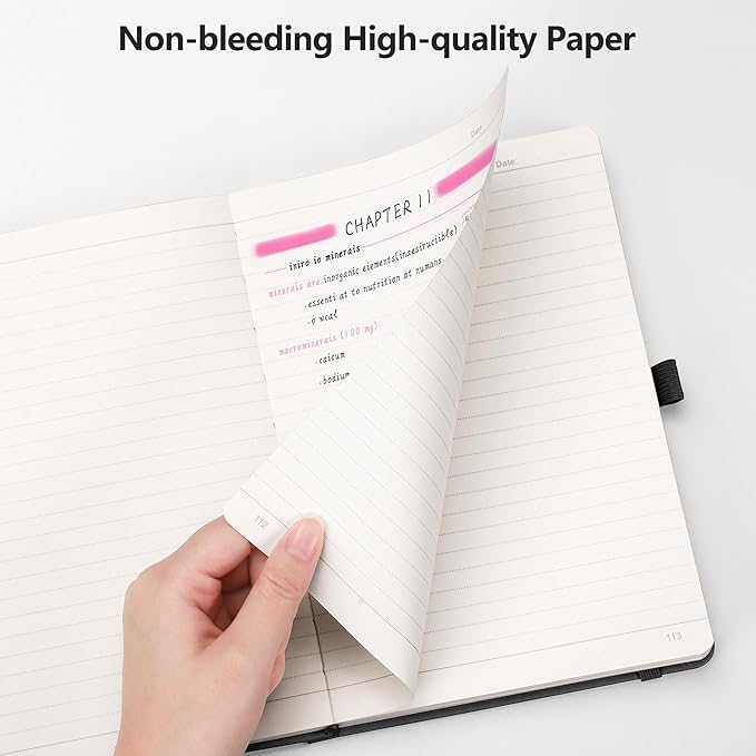 RETTACY Lined Journal Notebook, 192 Numbered Pages, A5 Medium Size (5.7'' x 8.3''), for Men & Women, Journaling, Writing, Work & Office, Leather Hardcover, 100 GSM Thick Paper (Sage Green)-DeskLoop Office