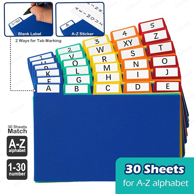 Olivo Index Card Dividers Tabs 5x8 Poly Plastic Card File Guides 5" x 8" - Image 4