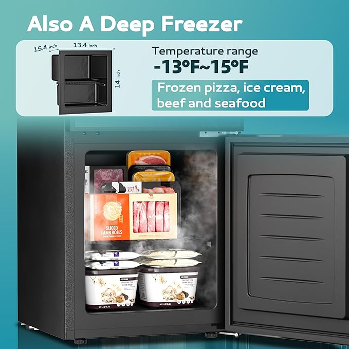 EUHOMY Double Door Mini Fridge With Freezer, Freestanding Wine Cooler Refrigerator With Reversible Door, Compact Refrigerator Temperature Control, Wine Fridge Perfect For Kitchen Home Office.-DeskLoop Office