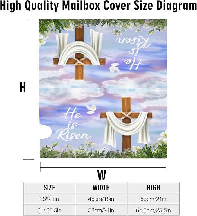 He is Risen Easter Cross Christian Mailbox Cover, 25.5x21 in Magnetic Religious - Image 6