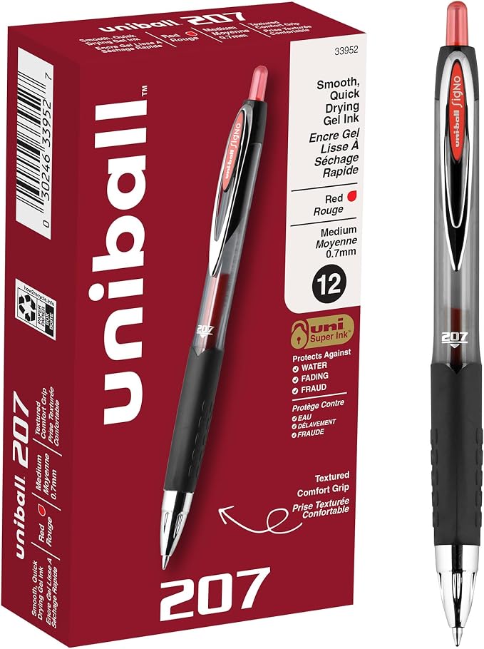 uni-ball® 207™ Retractable Fraud Prevention Gel Pens, Medium Point, 0.7 mm by uni-ball